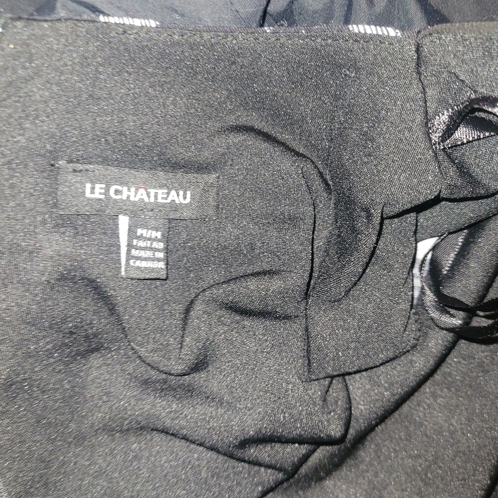 Le Chateau Black and White Patterned Wrap Style Dress M - Picture 6 of 6